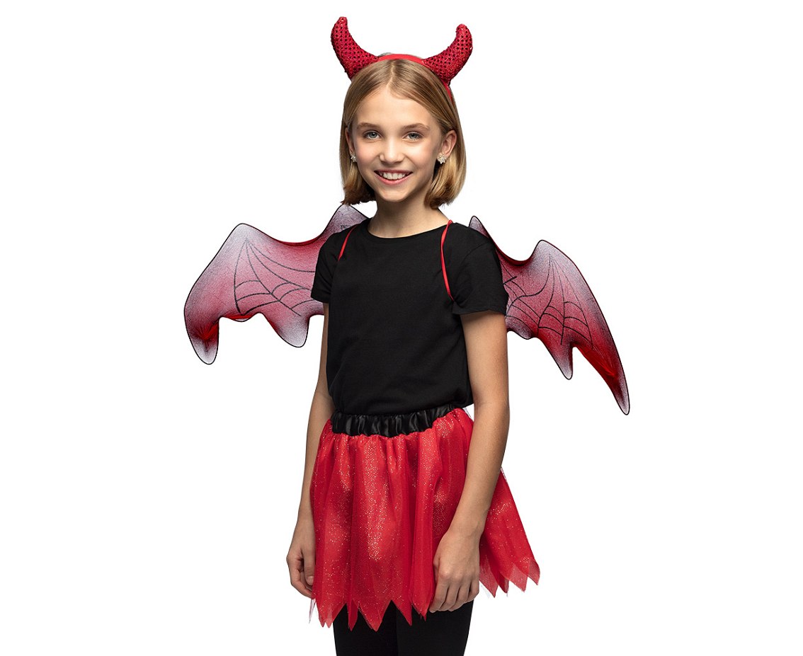 Zestaw dla dzieci Skrzydlata Diablica (opaska, spódnica, skrzydła)