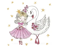 Serwetki papierowe Pink Balerina with Swan, 33 x 33 cm,  20 szt.