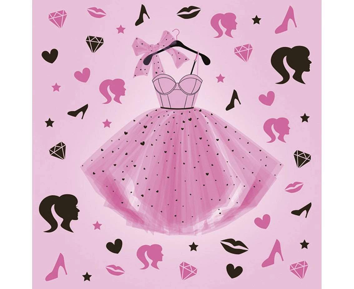 Serwetki papierowe Girls Pink Party Dress, 33 x 33 cm,  20 szt.