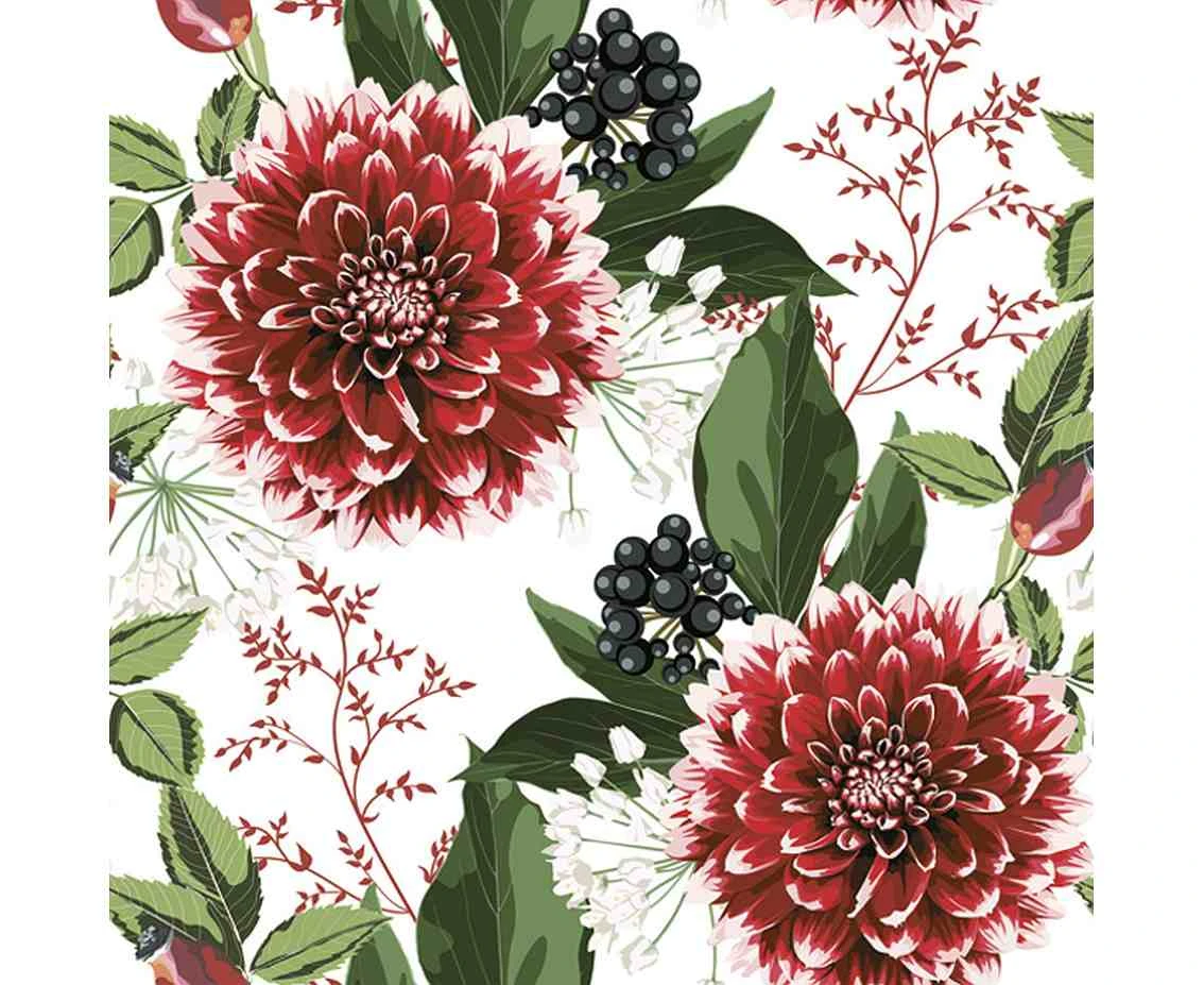 Serwetki papierowe Burgundy Dahlia Flowers, 33 x 33 cm,  20 szt.
