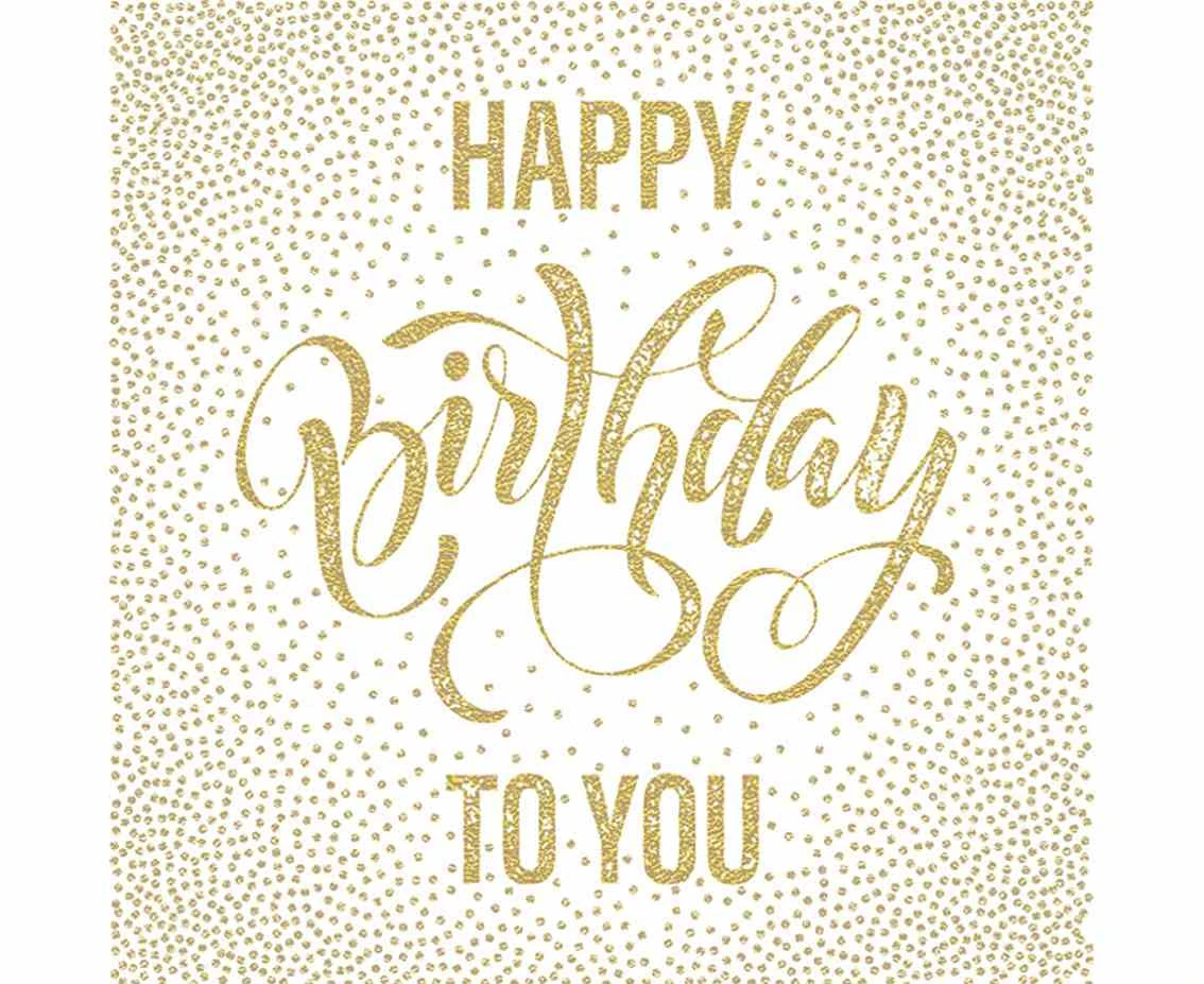 Serwetki papierowe Happy Birthday Dotted Gold, 33 x 33 cm,  20 szt.