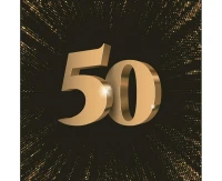 Serwetki papierowe 50th 3D Birthday, 33 x 33 cm,  20 szt.