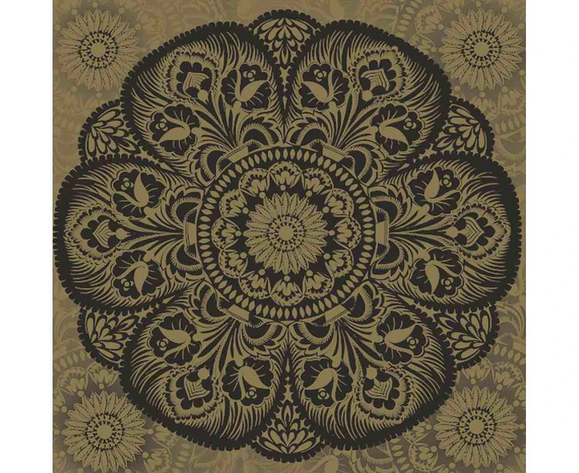 Serwetki papierowe Łowicz Folk Black Cut-out on Gold, 33 x 33 cm,  20 szt.
