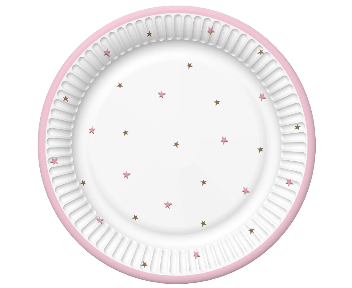 Talerzyki papierowe Baby Shower Pink, 18 cm,  8 szt.