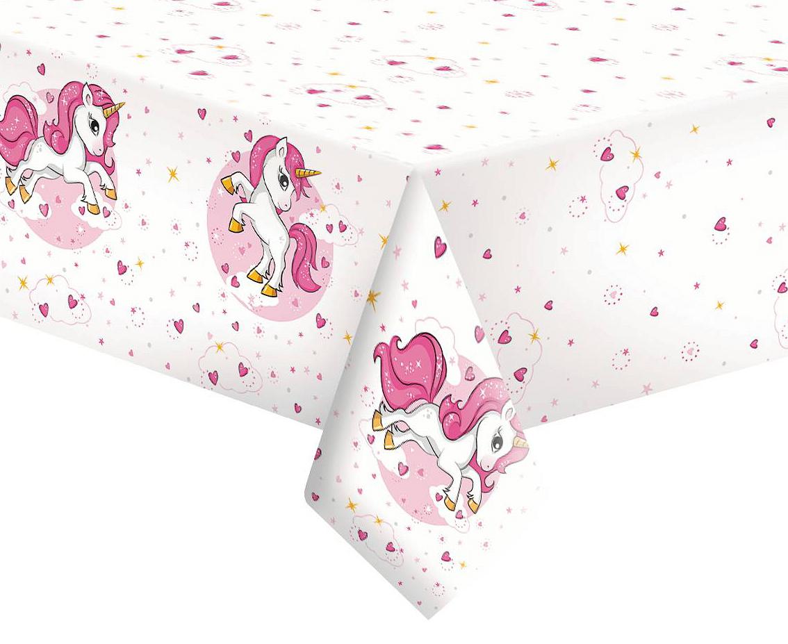 Obrus papierowy Pink Heart Unicorn, 120 x 180 cm