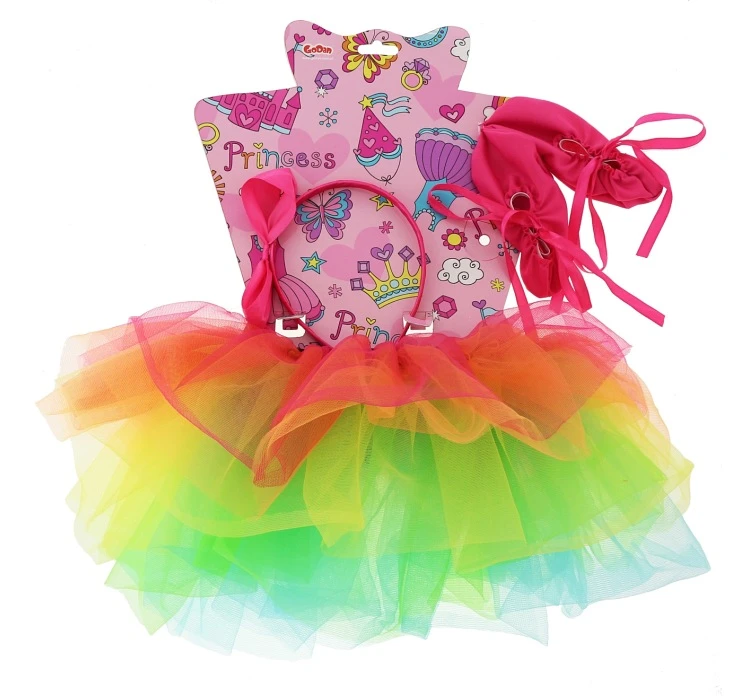 Zestaw dla dzieci "Tęczowa balerina" (opaska, buty, spódniczka)