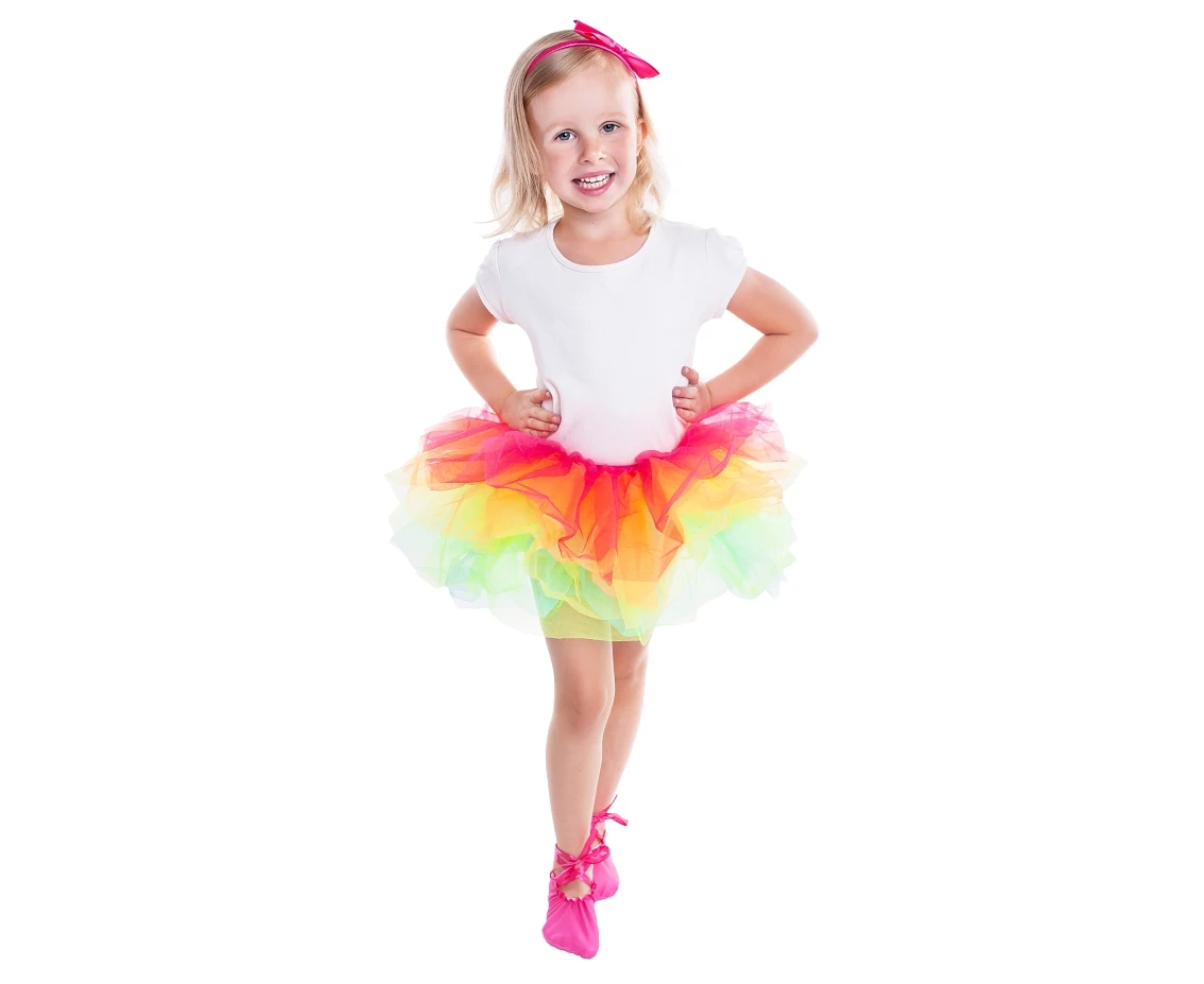 Zestaw dla dzieci "Tęczowa balerina" (opaska, buty, spódniczka)