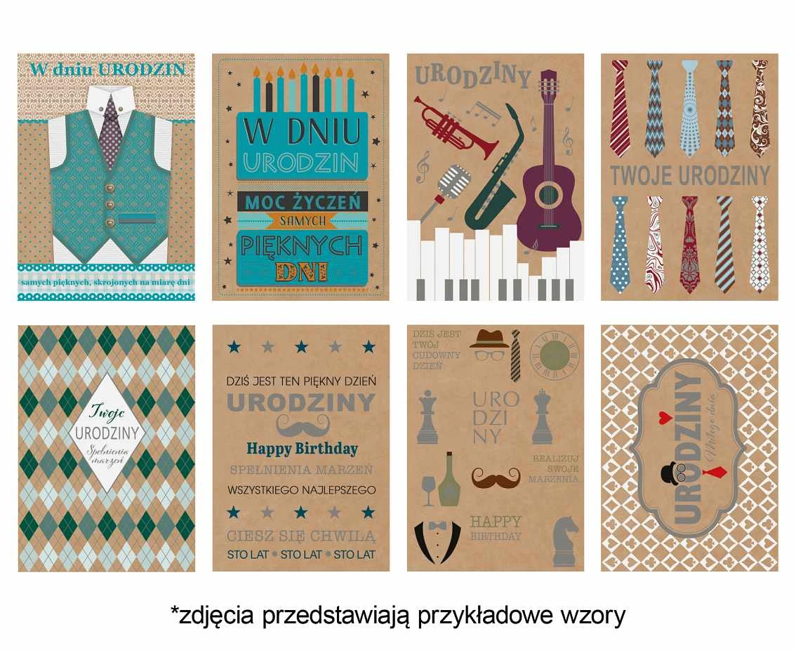 Laurka Eko Edition B6EKO 127x180 Urodziny zest. 658 Grafika - Męskie, Papier typu kraft