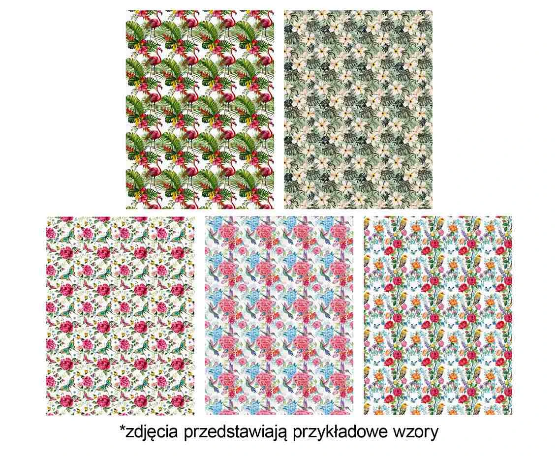 Papier ozdobny kraft P2 200x70cm rolka 1 ark. Ogólne wzór 6 Kwiaty - Białe, Egzotyczne, Flamingi, Hibiskusy, Kolibry, Mix, Monstery, Motyle, Papier typu kraft