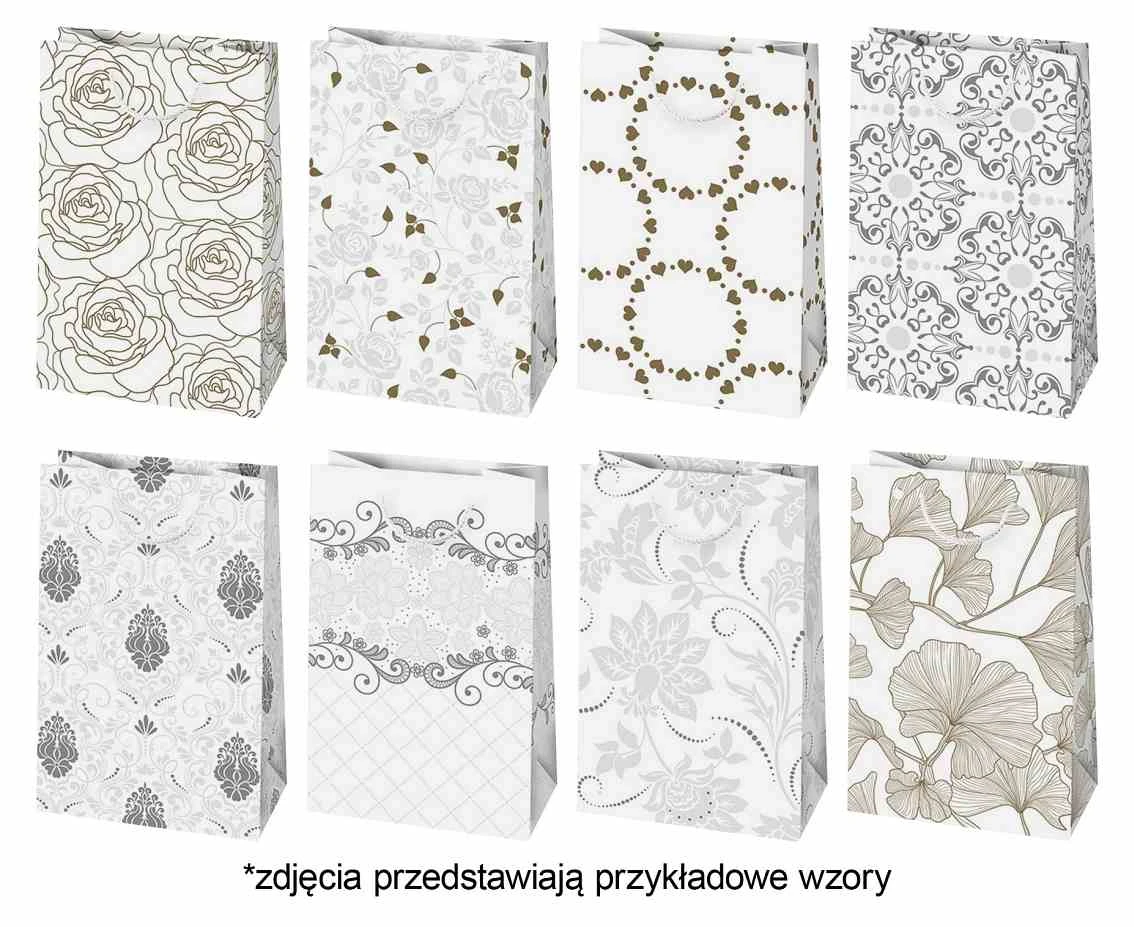 Torebka prezentowa T1 100x160x60 mix - Białe, Jasne, Srebrne, Złote, 1 szt.