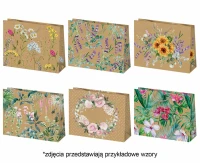 Torebka prezentowa typu kraft T6EK 300x23x100, mix - Egzotyczne, Liście, Mix, Papier typu kraft, 1 szt.