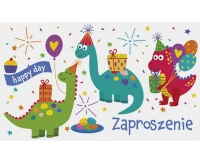 Zaproszenie Z 160x95 nr 55672 Dziecięce - Chłopiec, Dinozaury, Dziewczynka, Humor, 10 szt. KK