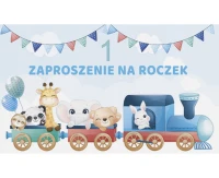 Zaproszenie Z 160x95 Urodziny Roczek zest. 60087 Dziecięce - Chłopiec, Kolejka, 10 szt.
