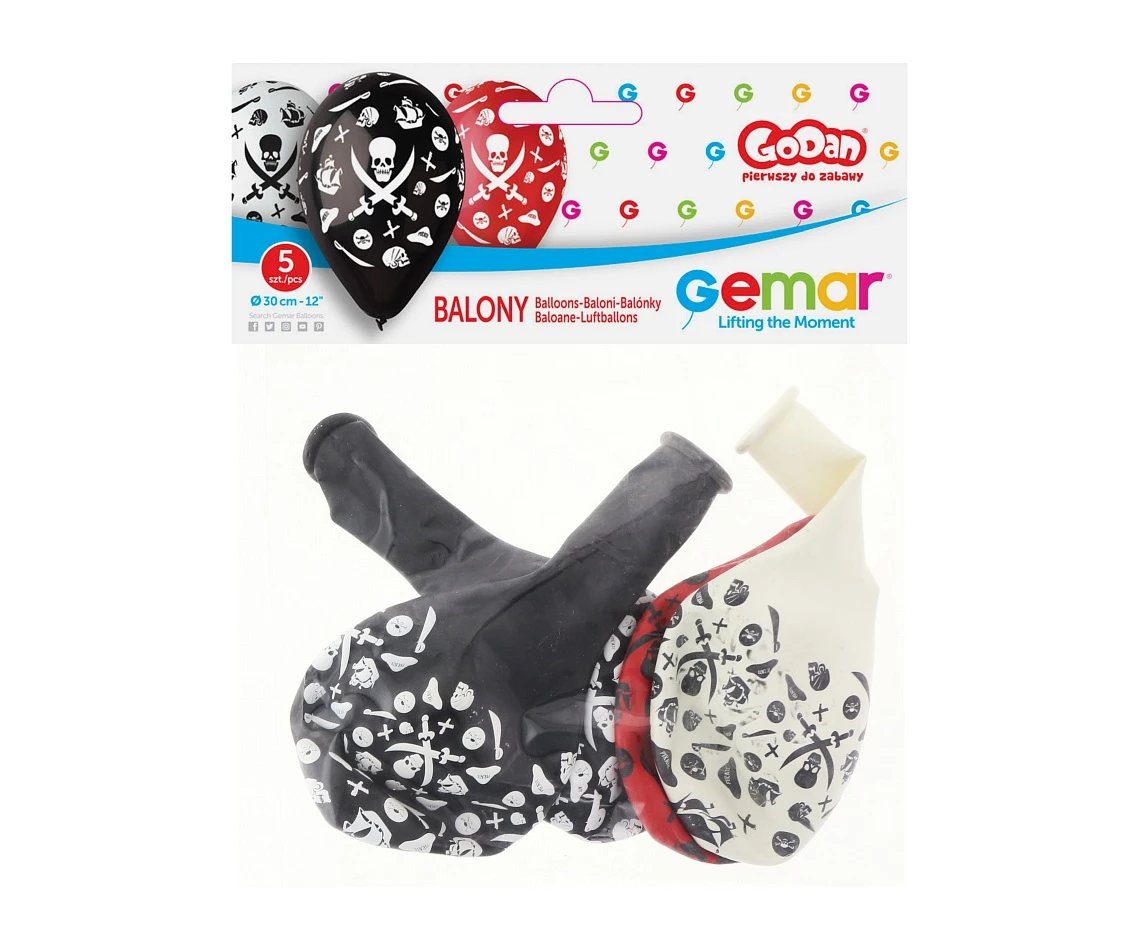 Balony Gemar 12", pastel premium "piraci", 5szt. KK