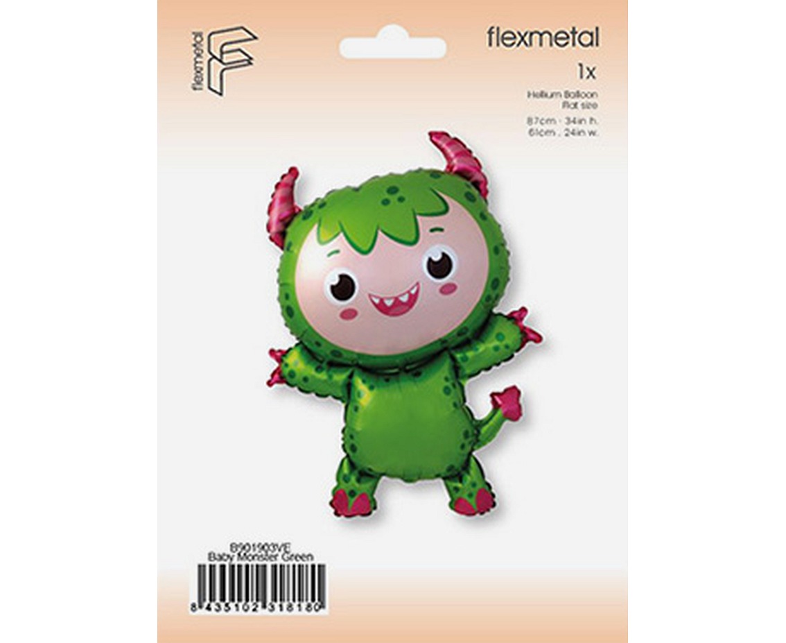 Balon foliowy 24" FX - Mały Potwór (zielony), pakowany KK