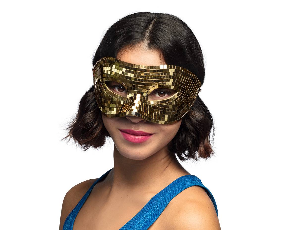 Maska wenecka Disco gold