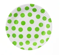 Talerzyki pap. białe, Groszki pistacjowe, 18 cm, 6 szt.