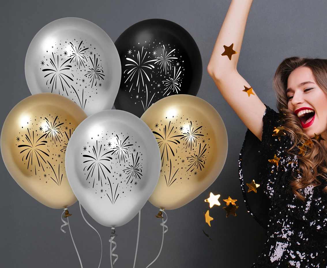 Balony B&C 12", fajerwerki, 5szt.