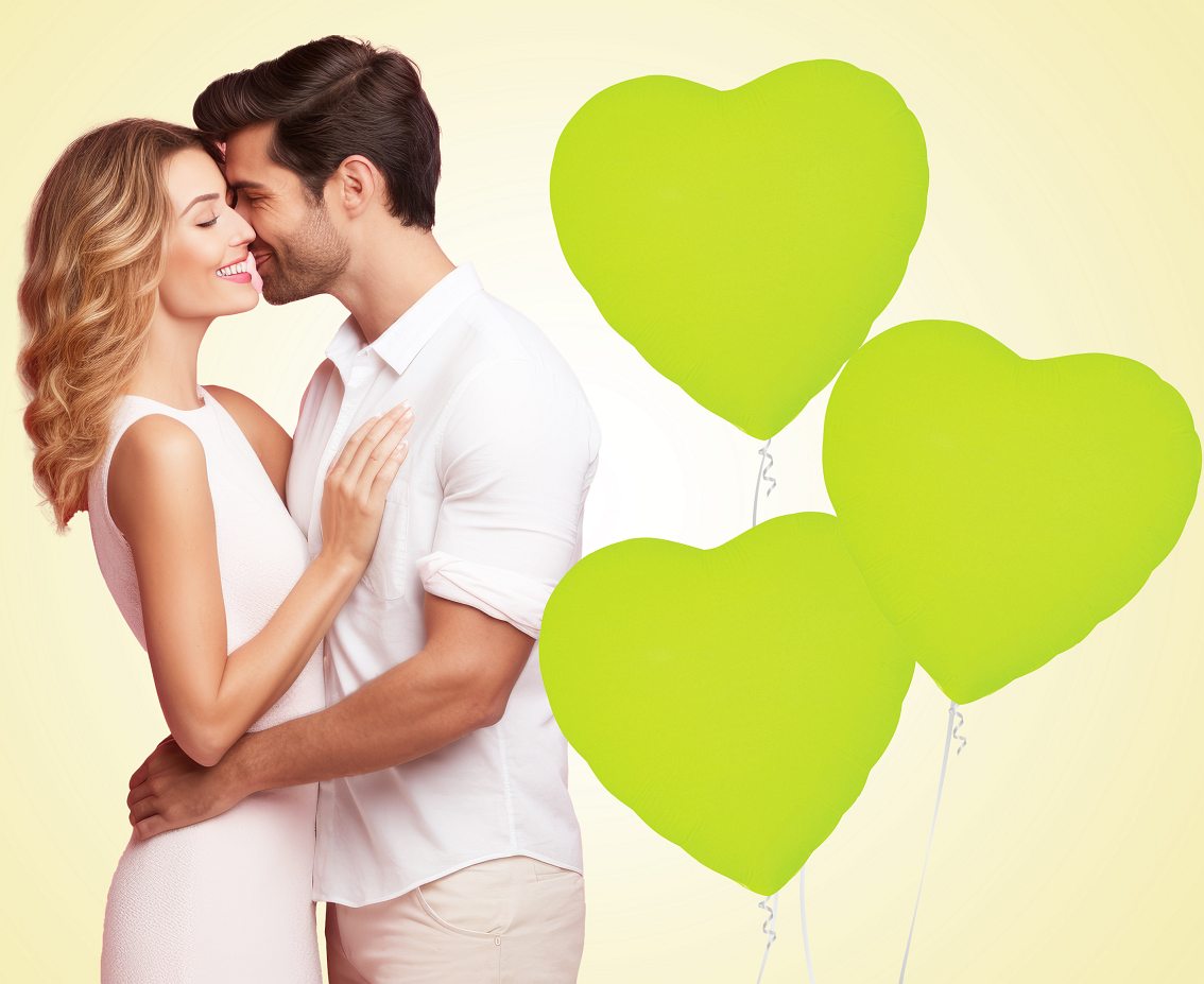 Balon foliowy Serce, fluor żółty, 18"
