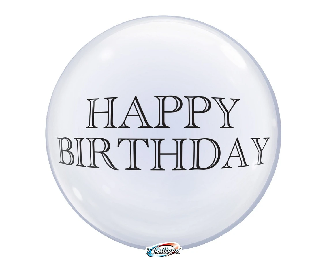Balon Takara Bubble Balloon - Happy Birthday (drukowane), 330 mm/ 10 szt. (rozm. QL 15,0") KK