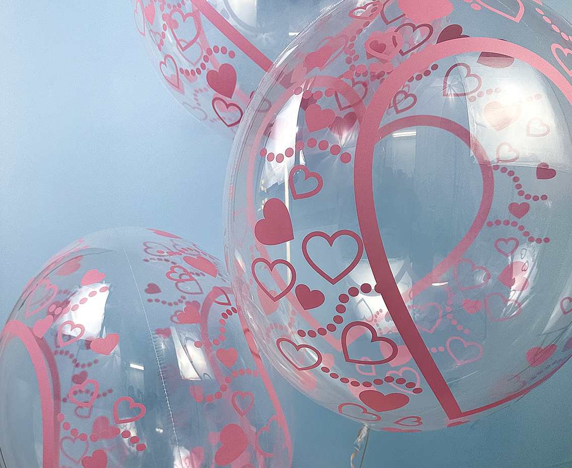 Balon Takara Bubble Balloon - Serca i serduszka, 555 mm/ 10 szt. (rozm. QL 24,0") KK