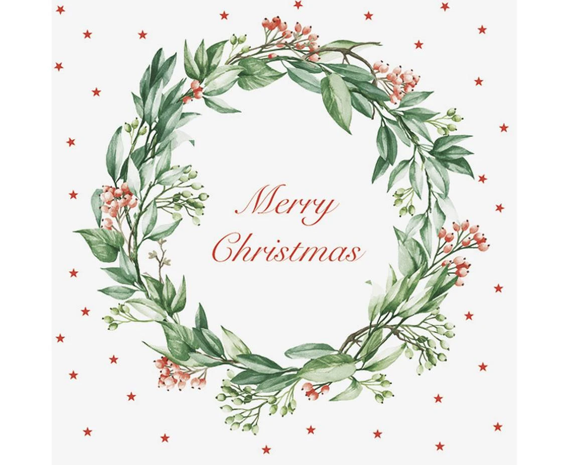 Serwetki papierowe Merry Christmas with Wreath, 33x33 cm, 20 szt.