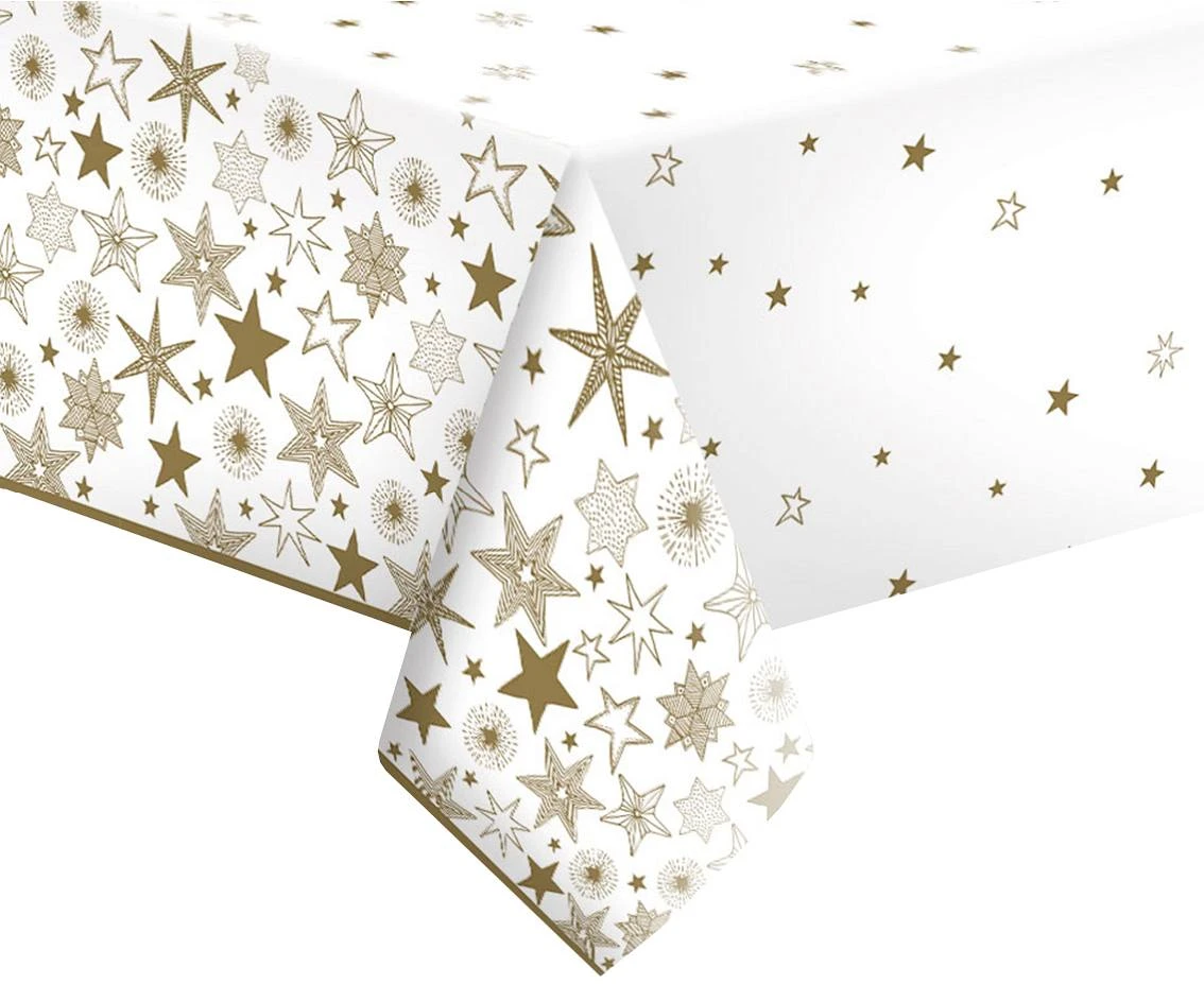 Obrus papierowy Gold Stars, 120x 180 cm, 1 szt.