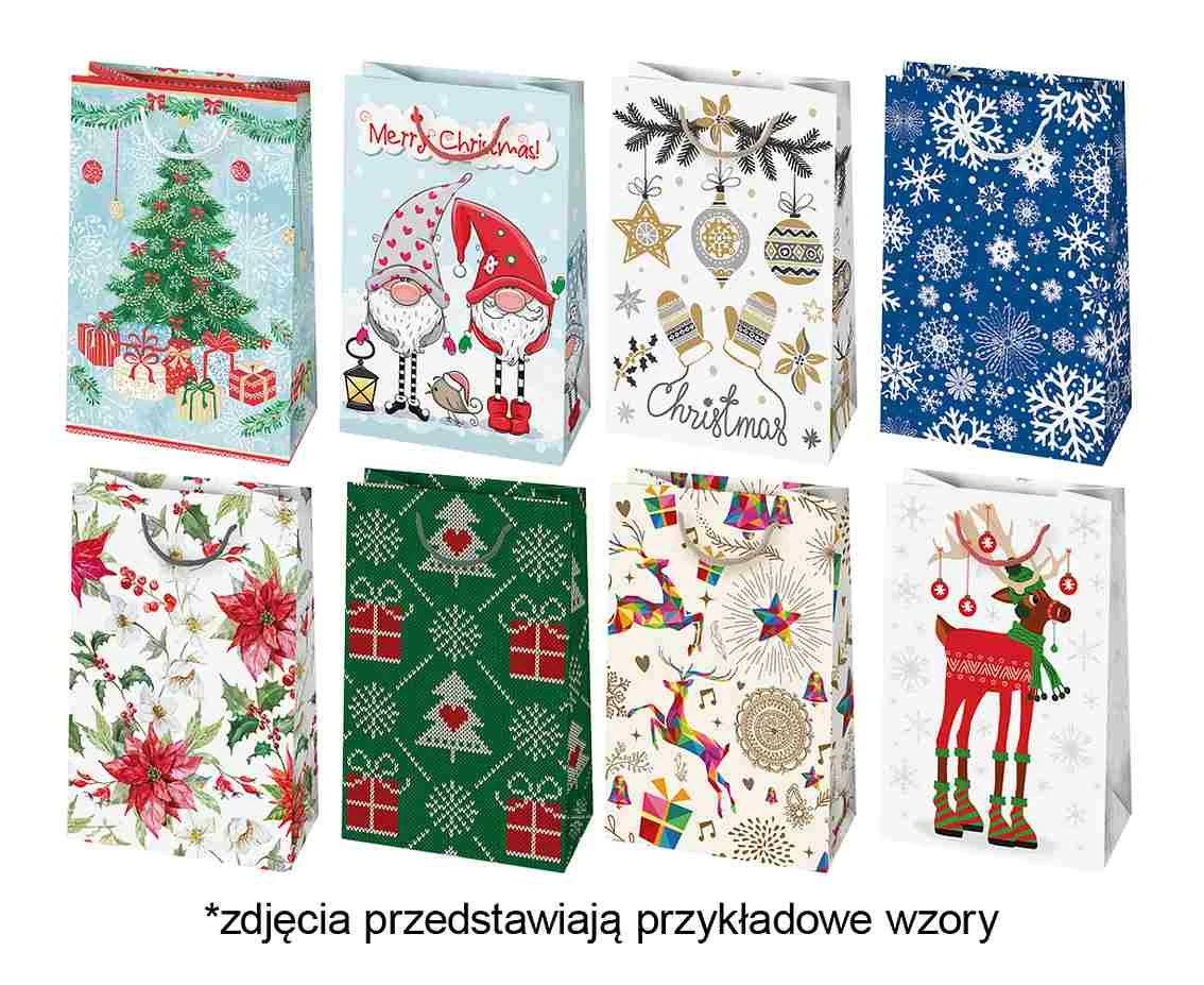 Torebka prezentowa T3 Christmas 16 x 24 x 7 cm, mix, 1 szt.