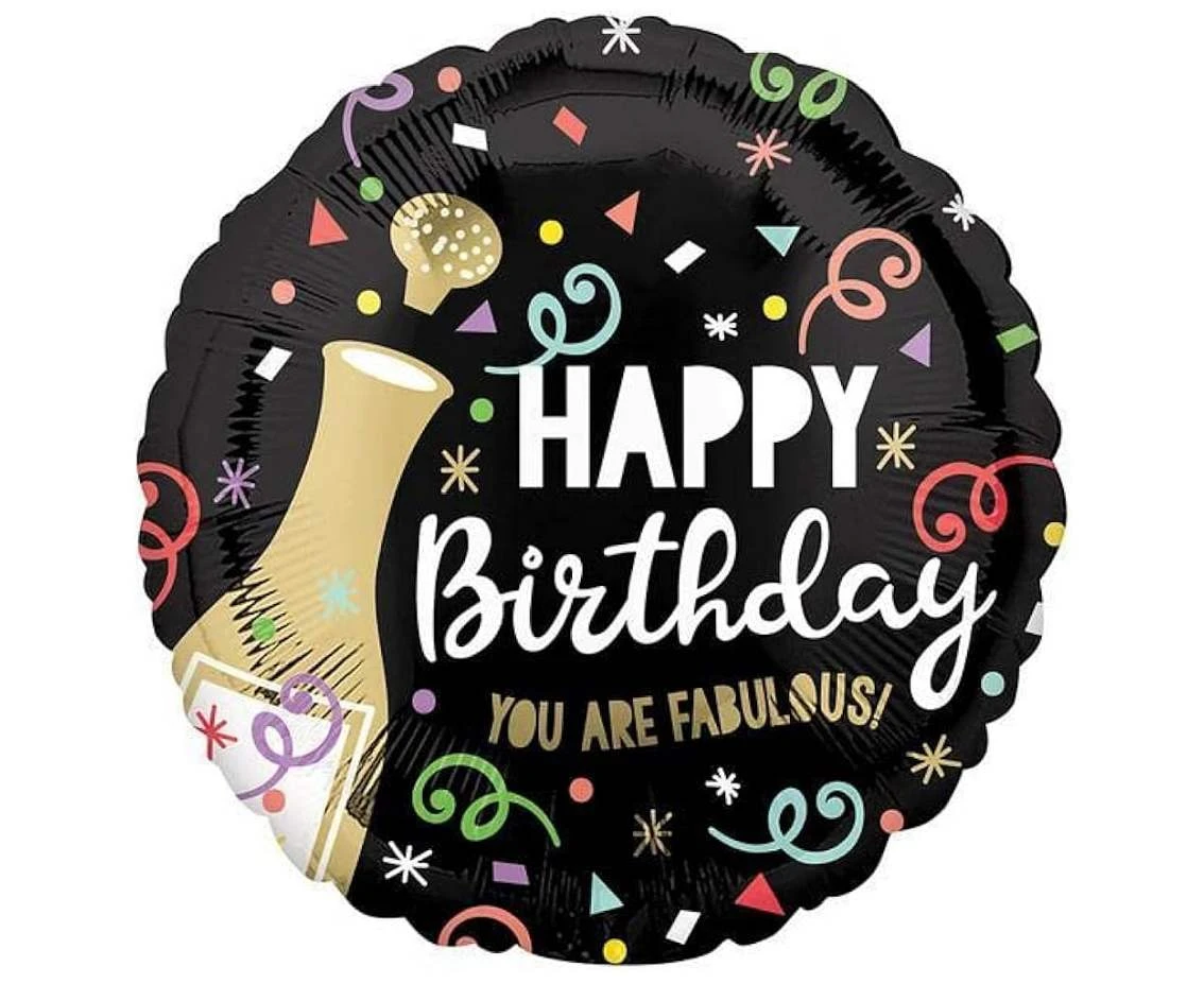 Balon foliowy 18" CIR - Happy Birthday Gold Bubbly KK