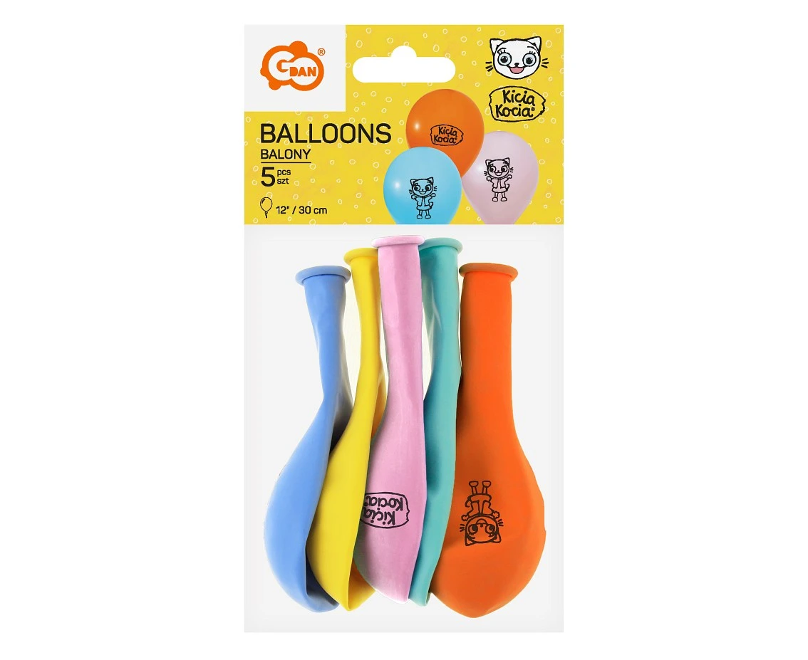 Balony Gemar 12", pastel kicia kocia, 5szt.