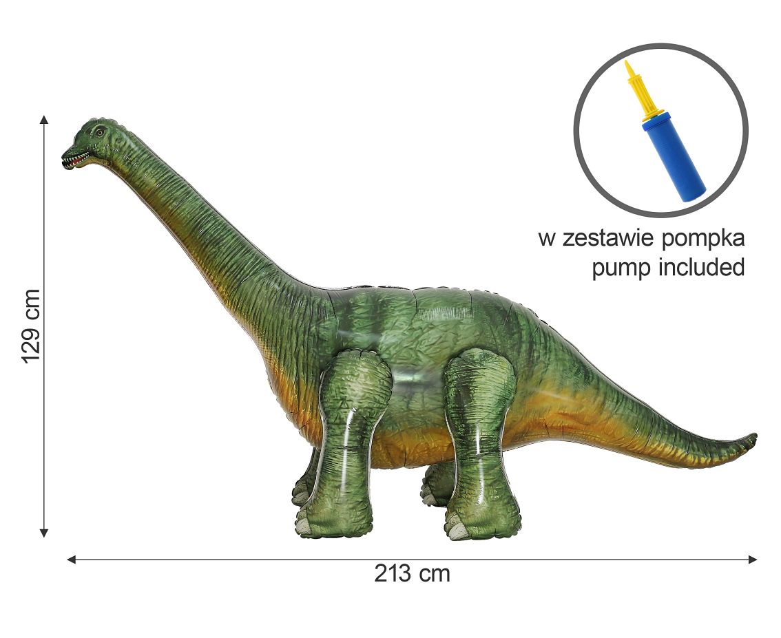 Balon foliowy Dino Brachiozaur, 213x86x129 cm z pompką