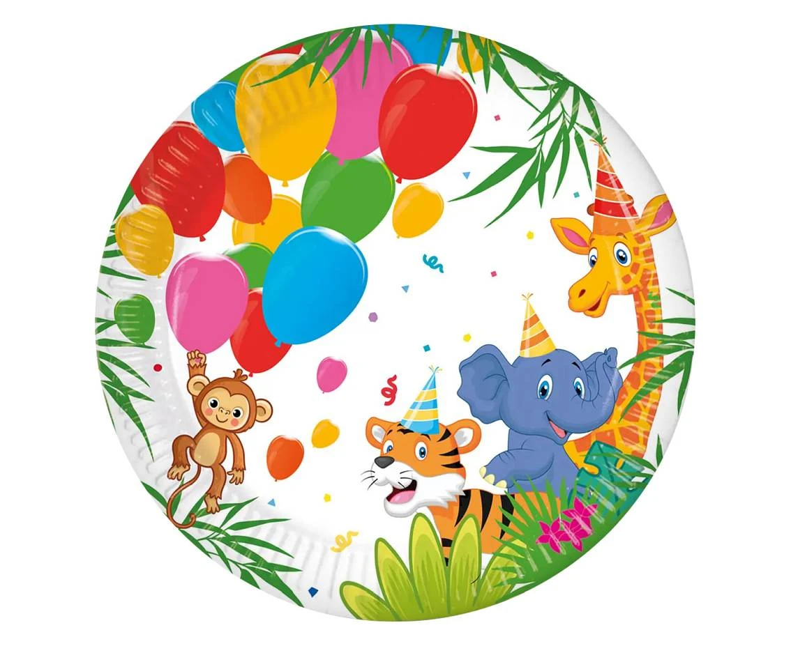 Talerzyki papierowe Jungle Balloons FSC, 20 cm, 8 szt.