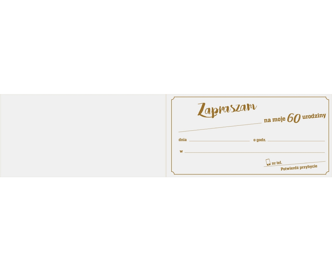 Zaproszenie na 60 Urodziny, Para, 17x8,5 cm, 10 szt.