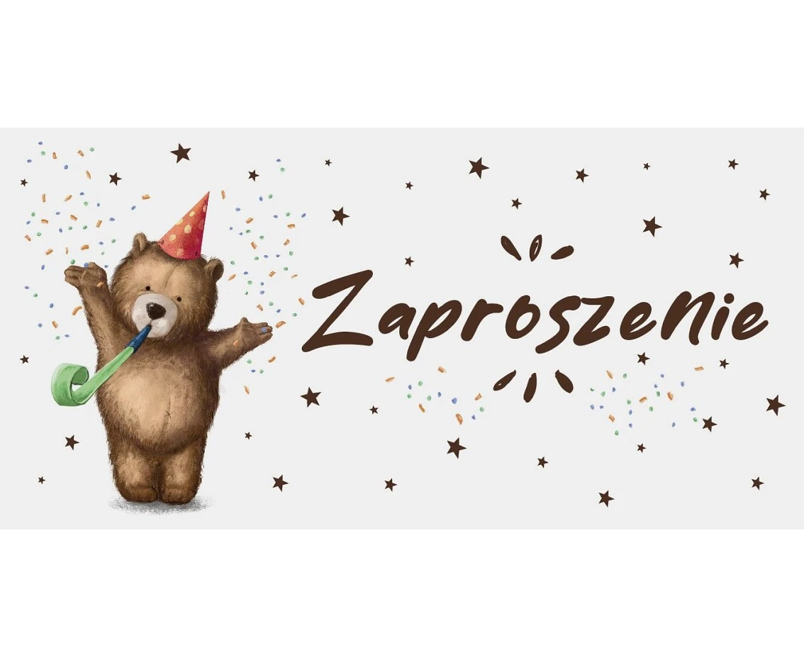Zaproszenie dziecięce, Miś, 17x8,5 cm, 10 szt.