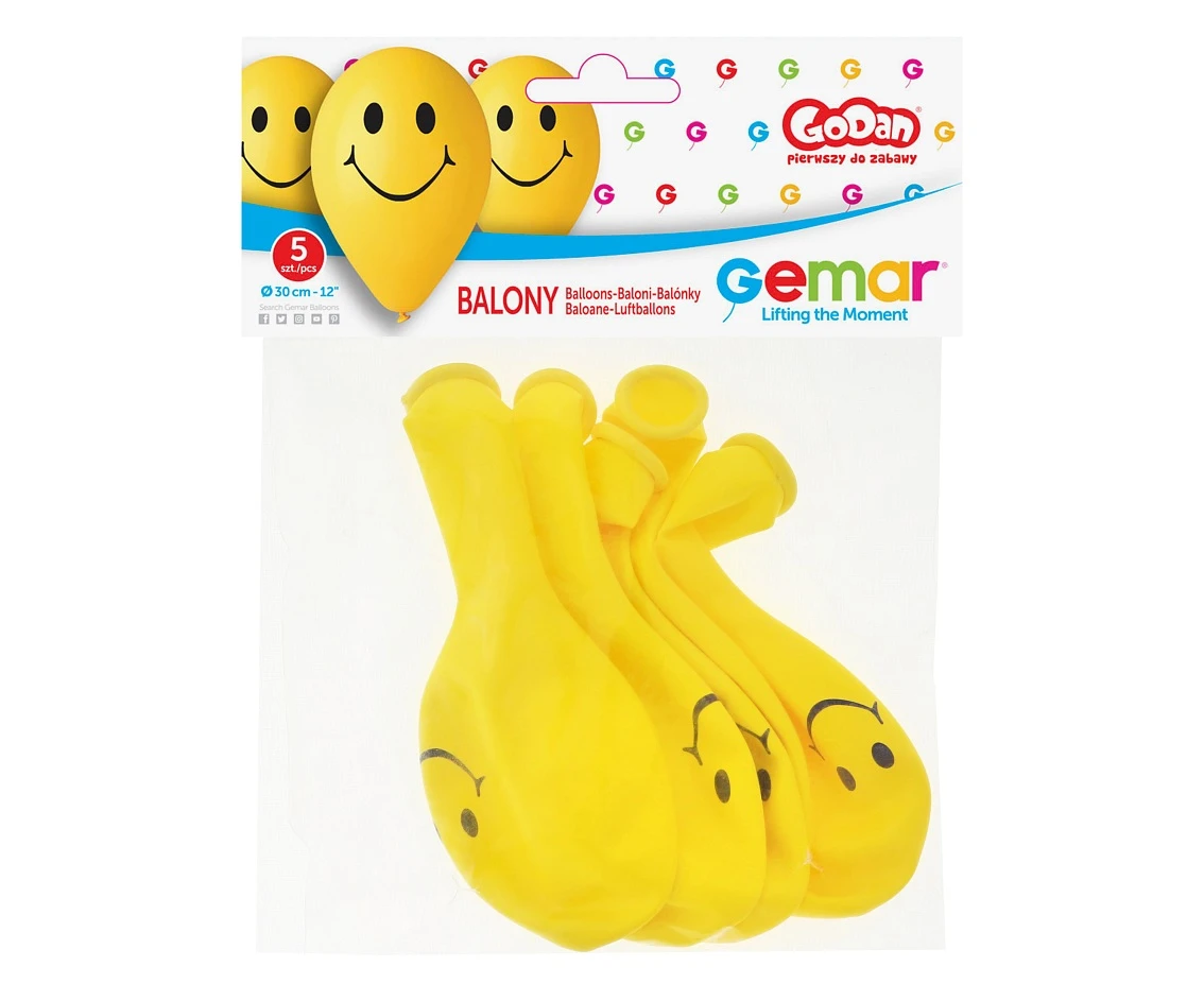 Balony Gemar 12", pastel premium uśmiechy, 5szt.