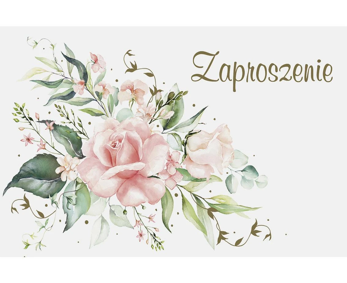 Zaproszenie Z 160x95 Ogólne, Kwiaty - Akwarela, Kobiece, Róże, 10 szt.