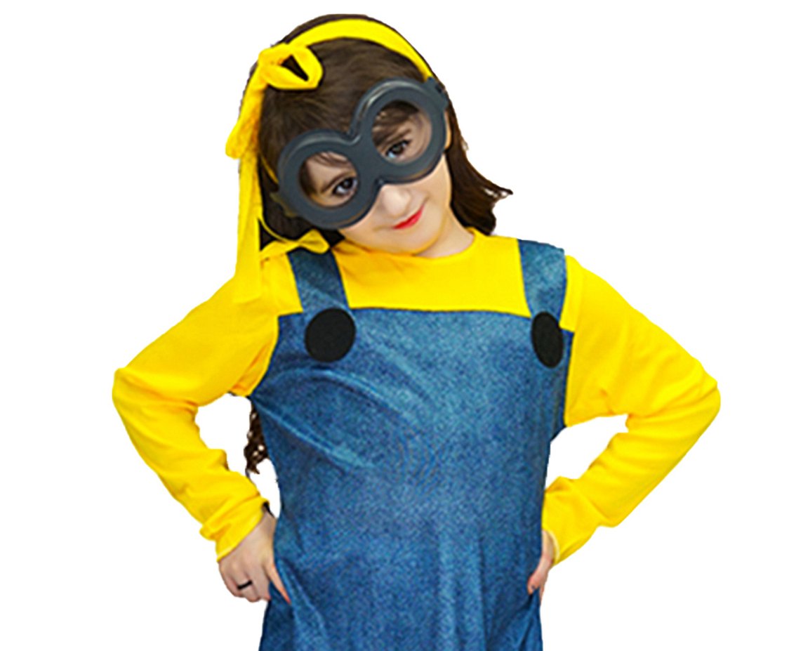 Zestaw dla dzieci Żółty Ludzik dziewczynka (opaska, sukienka, okulary), rozm. 110/120 cm