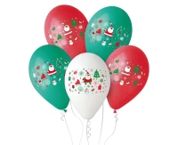 Balony Gemar 12", pastel premium "mikołaj", czerwone, zielone i białe, 5szt. KK