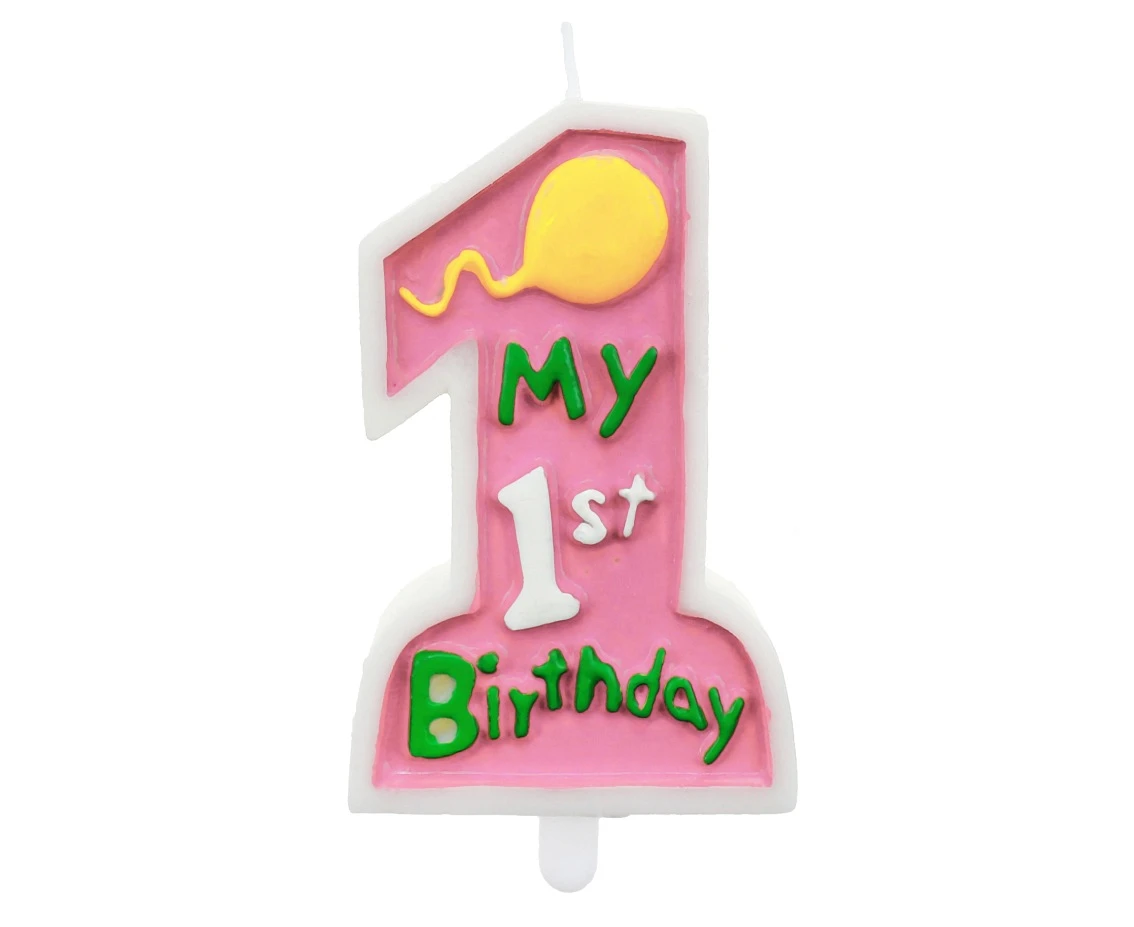 Świeczka "My 1st Birthday", różowa KK
