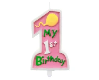 Świeczka "My 1st Birthday", różowa KK