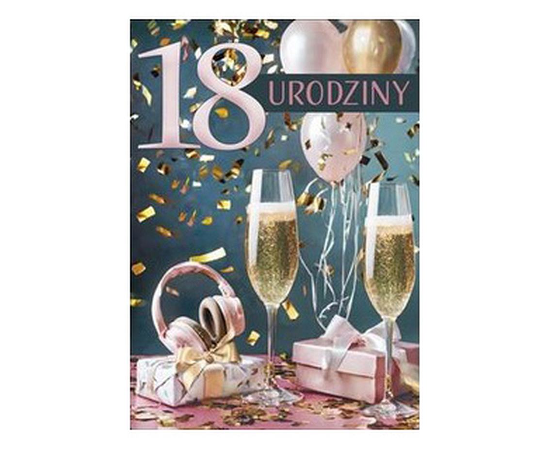 Laurka z brokatem B6B 117x167 Urodziny 18-stka zest. 761 Foto - Balony, Chłopak, Dziewczyna
