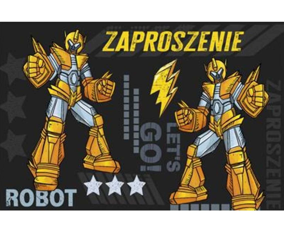Zaproszenie Z 160x95 zest. 62134 Dziecięce - Chłopiec, Roboty, 10 szt.