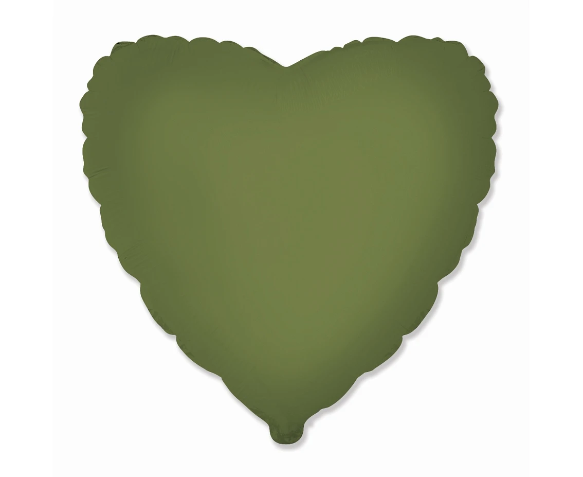Balon foliowy 18" FX - Serce (matowe Olive Green), niepakowany