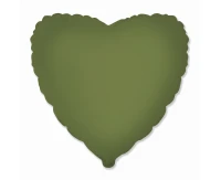 Balon foliowy 18" FX - Serce (matowe Olive Green), niepakowany
