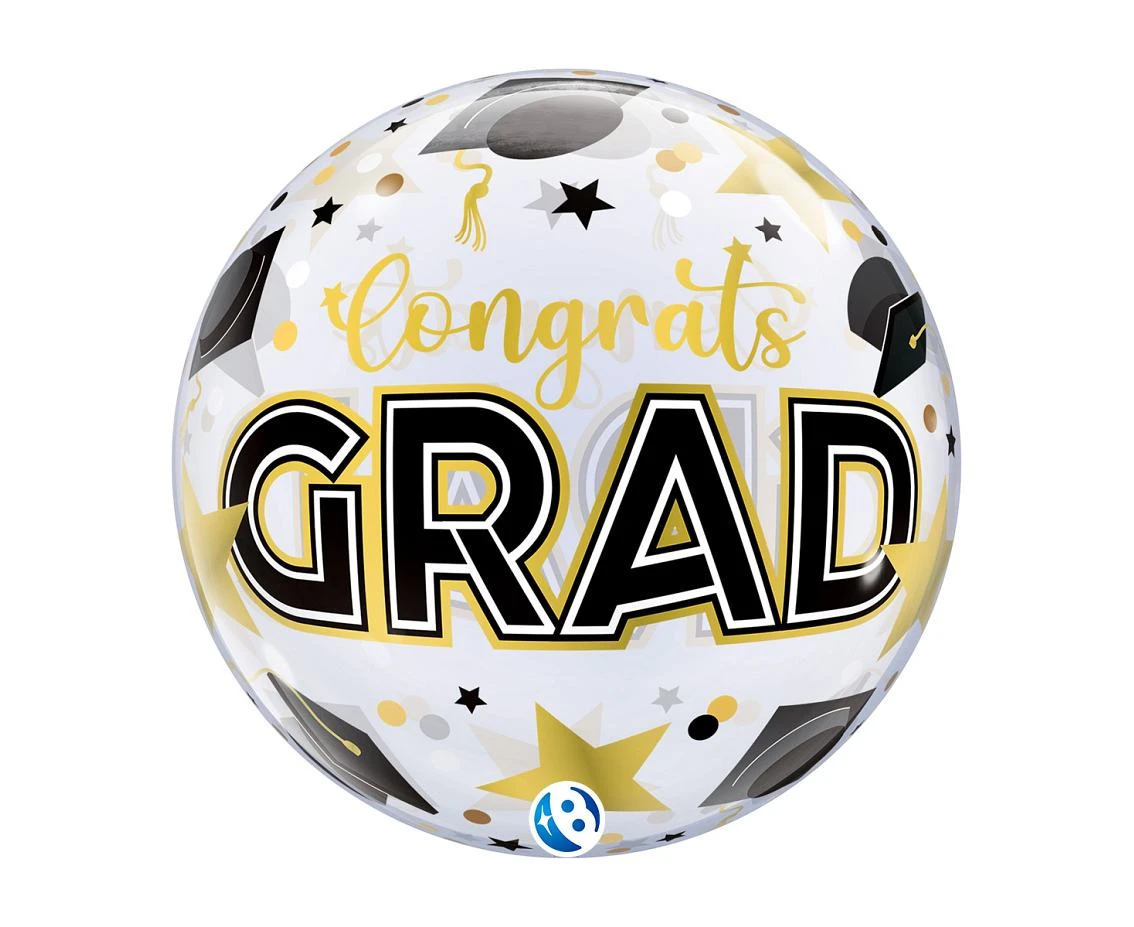 Balon Takara BUBBLE BALLOON Congrats Grad Stars & Dots, 22"
