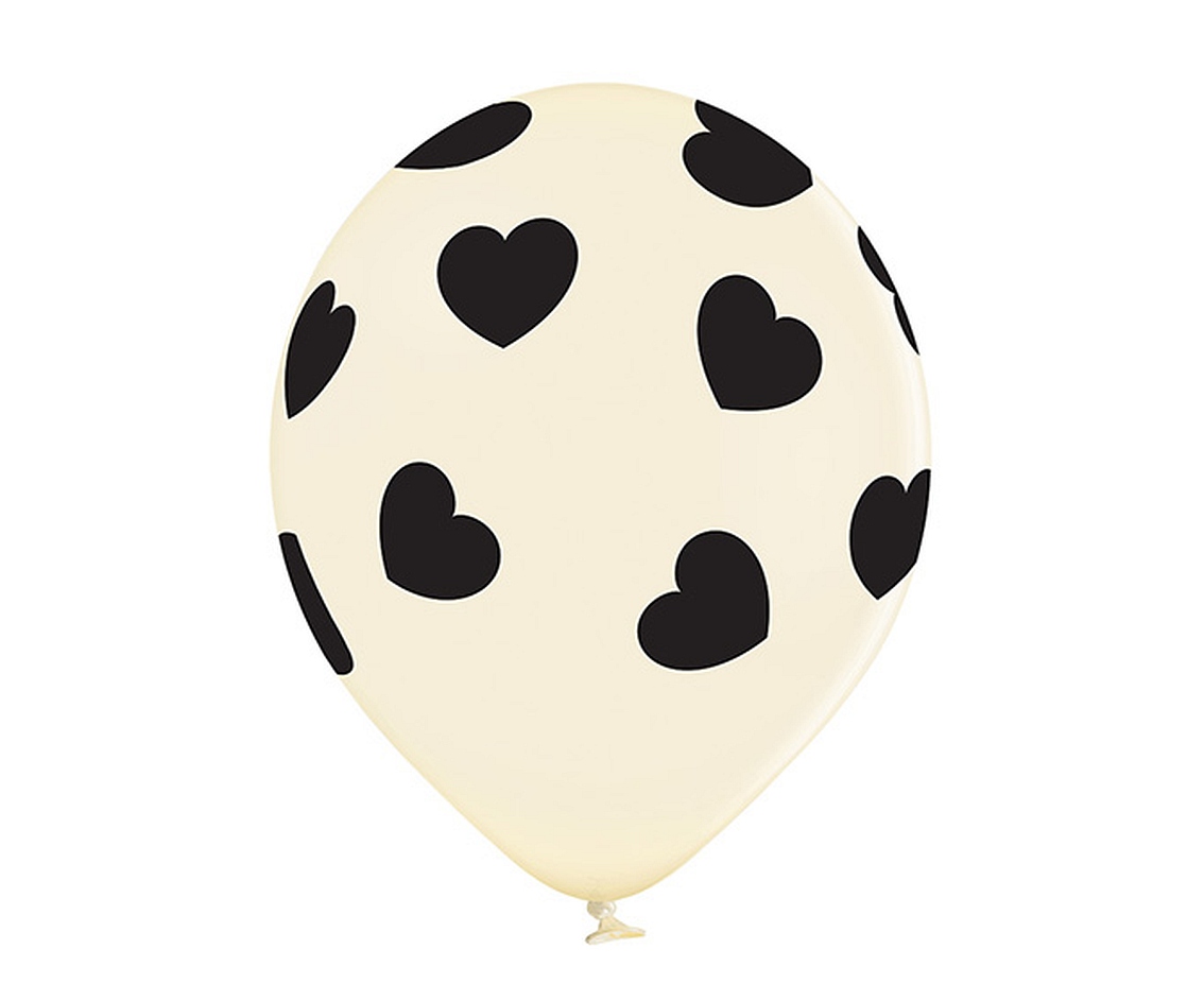 Balony Belbal 12", D11, hearts vanilla, 6szt.