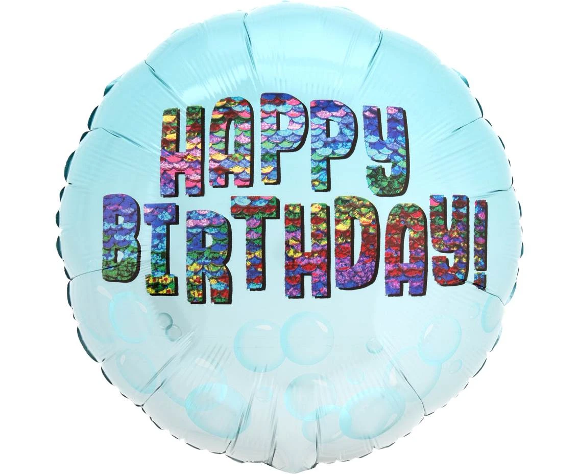 Balon foliowy 18" SHP -  Happy bday rainbow sequins KK