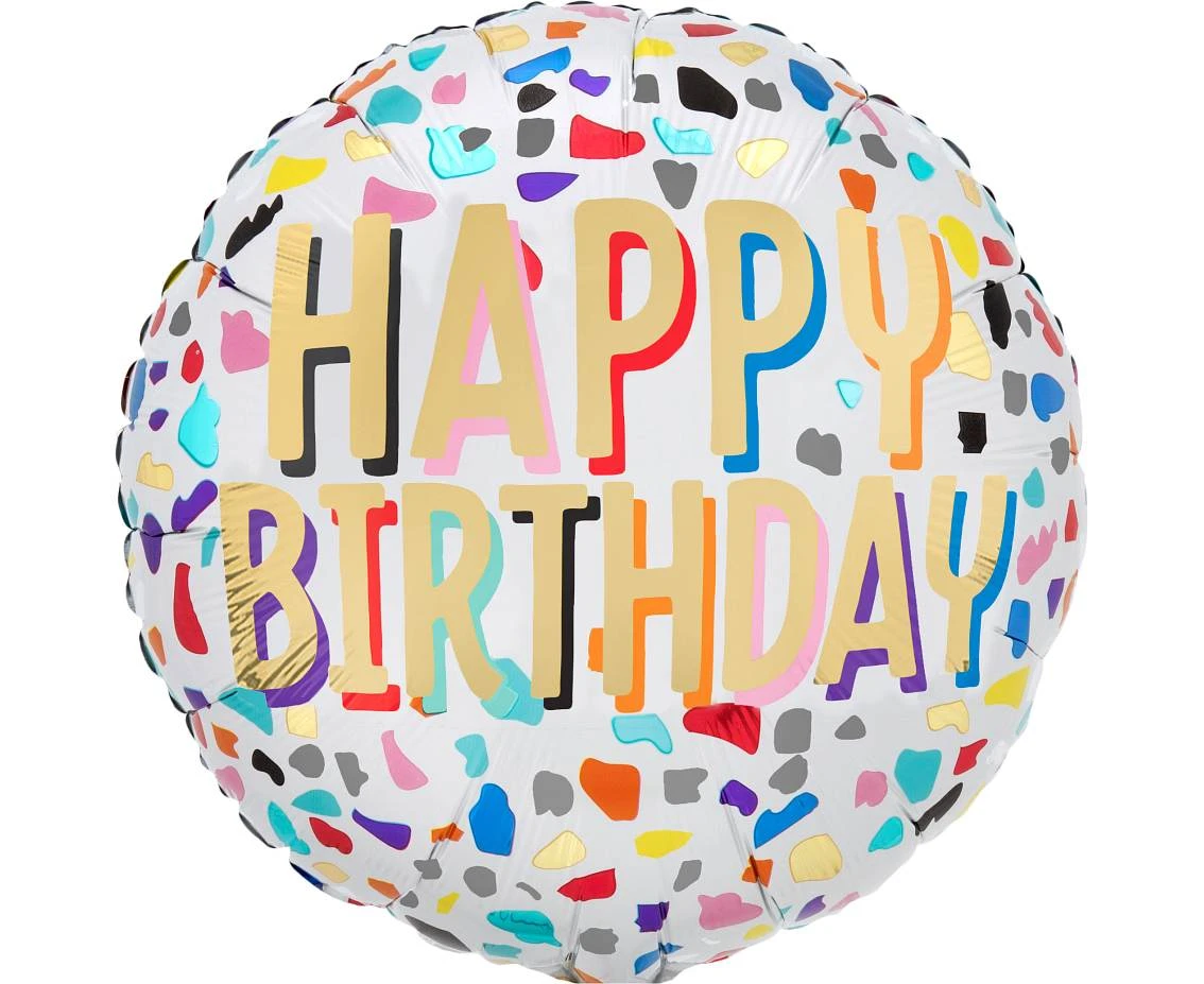 Balon foliowy 18" SHP -  Happy Confetti Birthday KK
