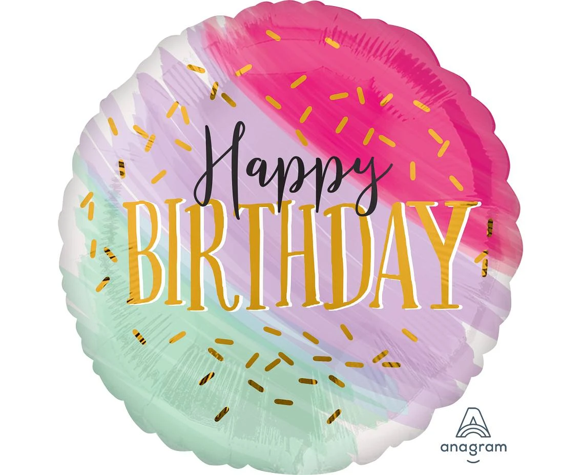 Balon foliowy 18" SHP -  Water color Birthday KK