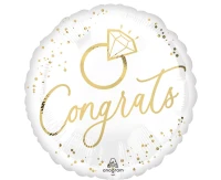 Balon foliowy 18" SHP -  White gold wedding KK